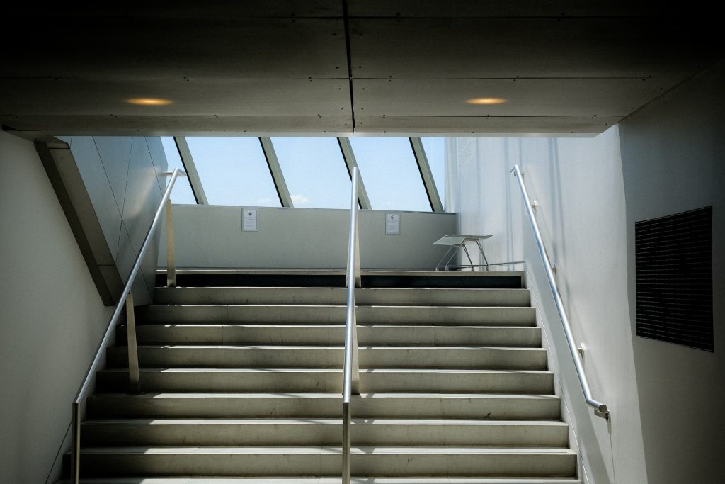 Mounted, Steel Handrails for Indoor Stairways