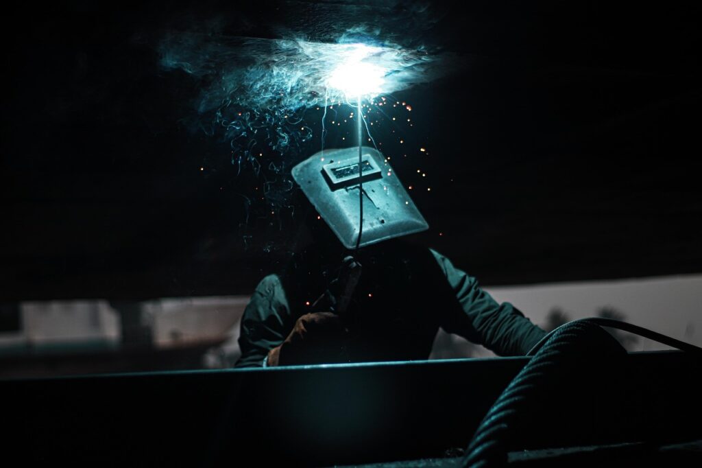 welder doing industrial welding fabrication